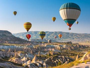 air balloons over canyon photo