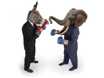 donkey and elephant fighting
