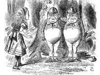 alice with tweedle dee and tweedle dum