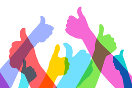 generic multicolored overlapping thumbs up illustration